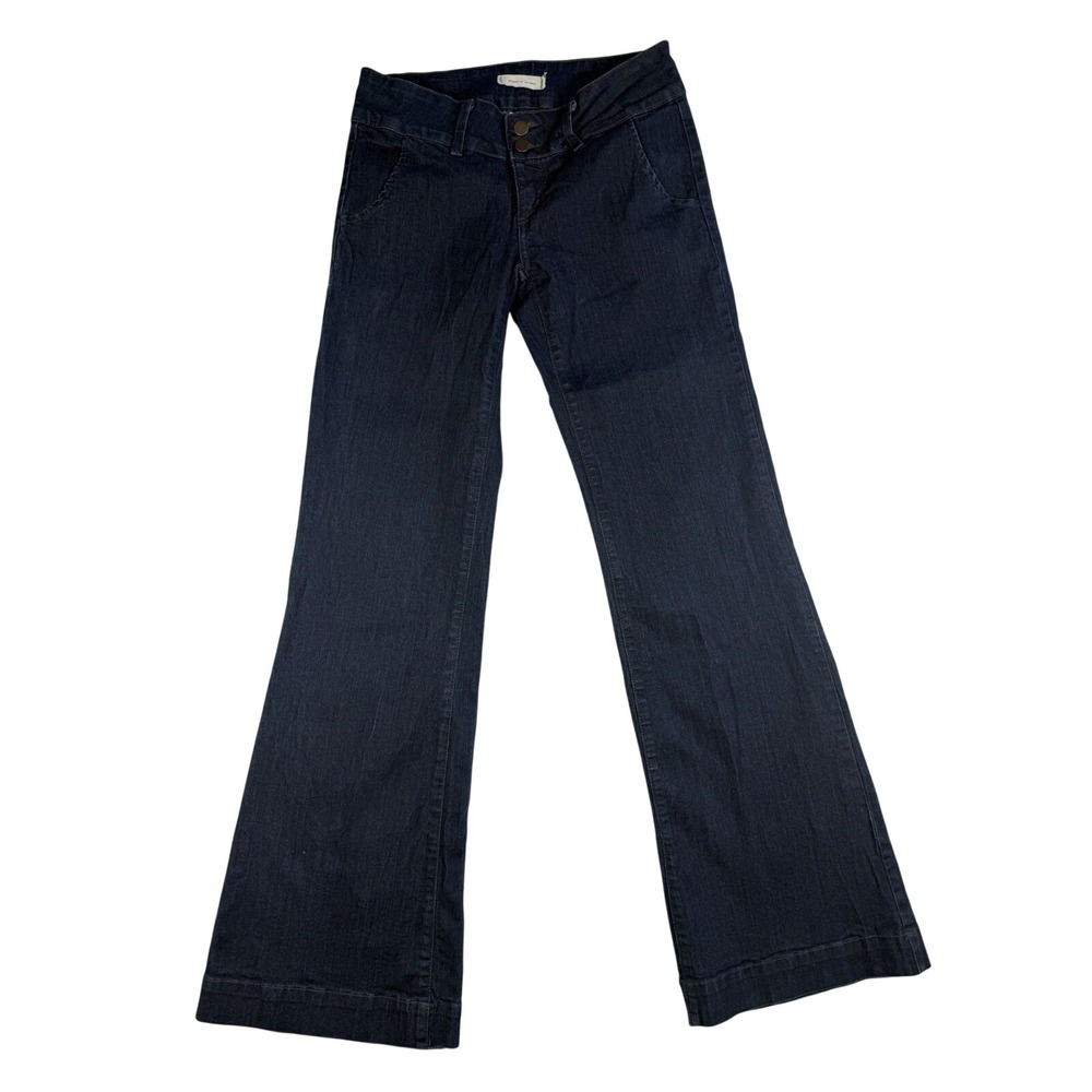 Pipers Closet Dark Wash Flare Jeans Double Button Wide Leg Sz 5 Boho‎ Festival